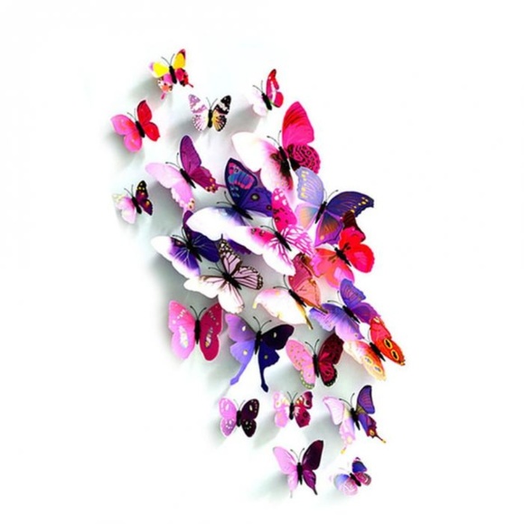 Other - NWT 12Pc set 3D Butterflies Wall Stickers